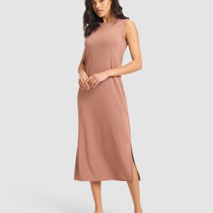 Women's Brushed Bamboo Sleeveless Midi Dress