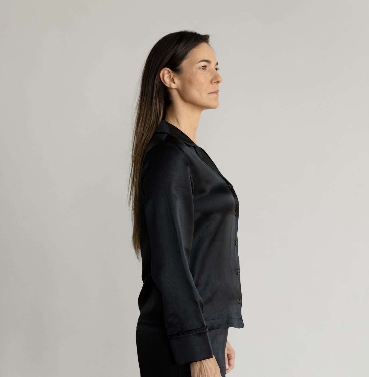 Serenity Silk Classic Long Sleeve Pajama Top - Image 3