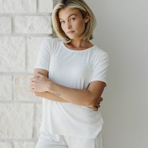 Women’s Bamboo Rib-Knit Short Sleeve Lounge Top