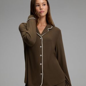 Women's Bamboo Rib-Knit Classic Long Sleeve Pajama Top