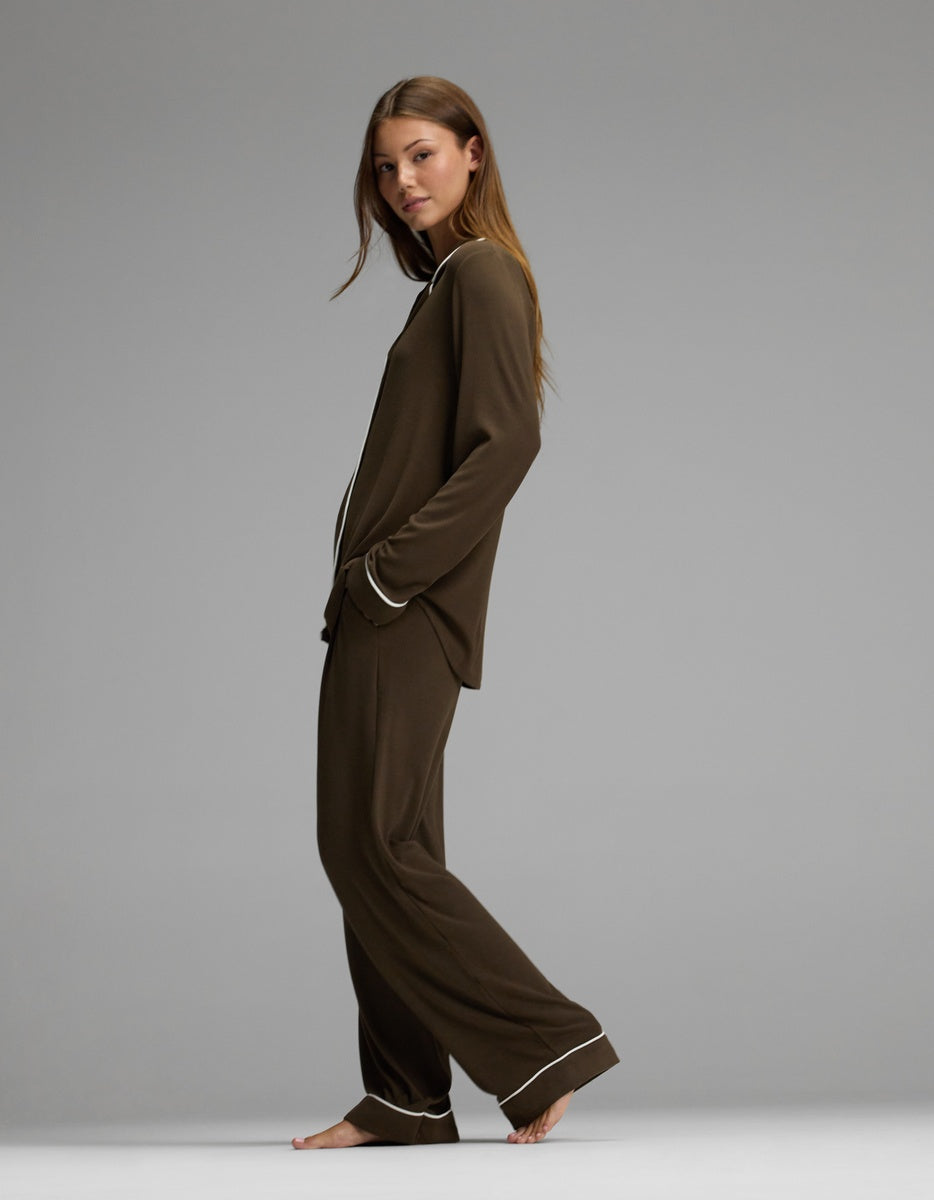 Women's Bamboo Rib-Knit Classic Long Sleeve Pajama Set - Image 3