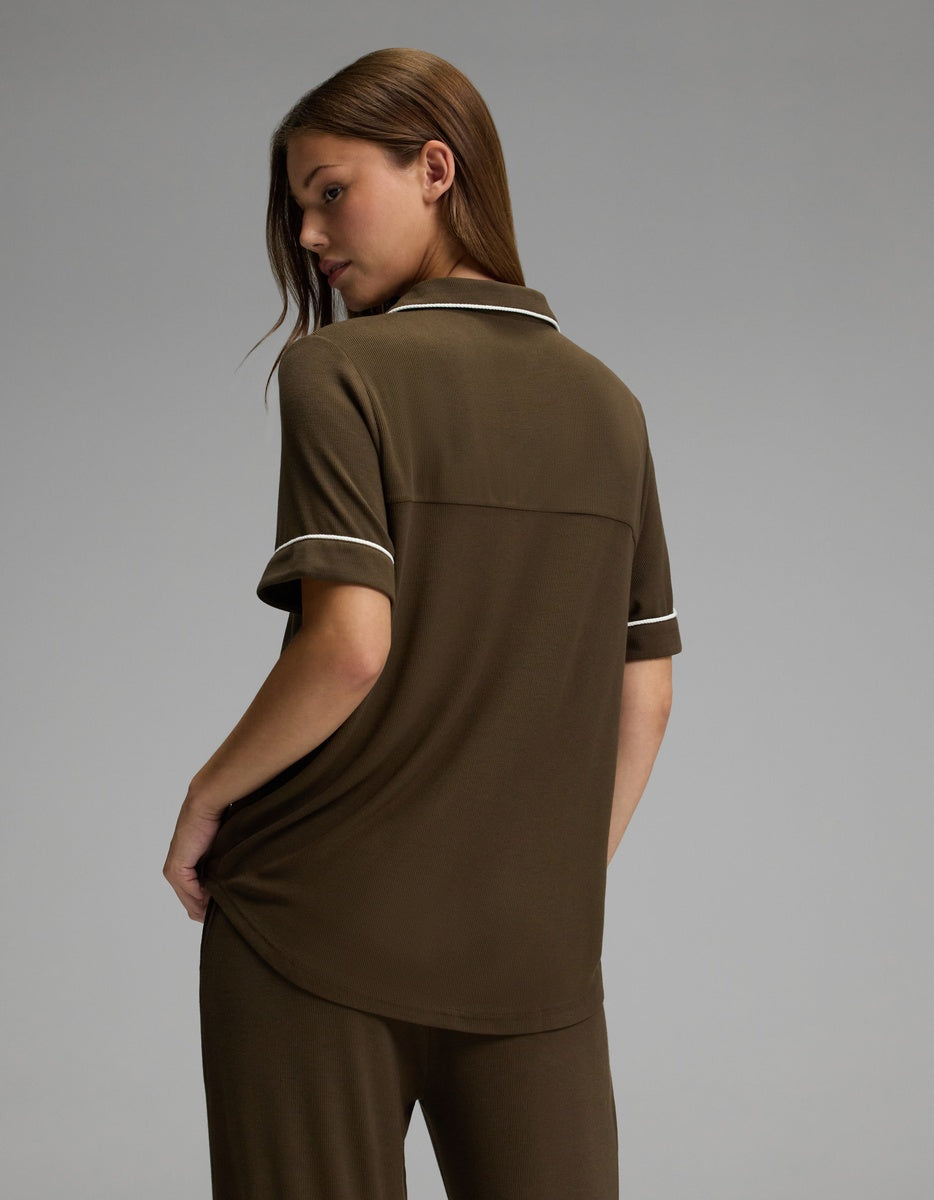 Women's Bamboo Rib-Knit Classic Short Sleeve Pajama Top - Image 2
