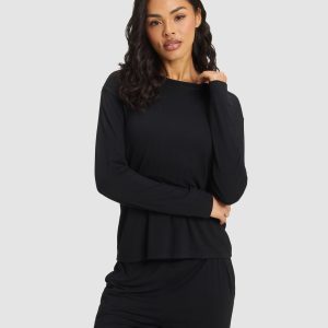 Women's Bamboo Stretch-Knit Long Sleeve Lounge Tee