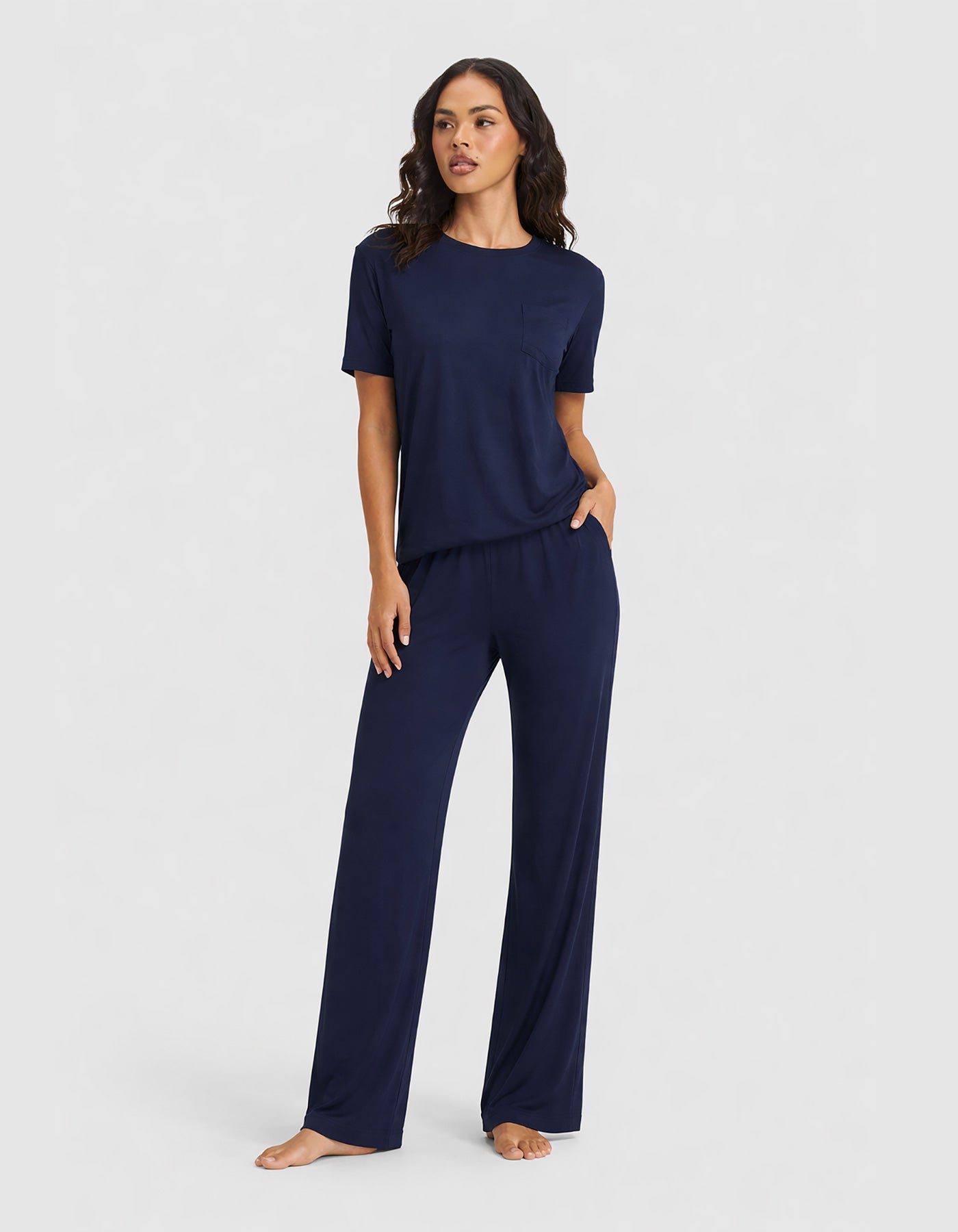 Women's Bamboo Stretch-Knit Lounge Tee & Pants Set